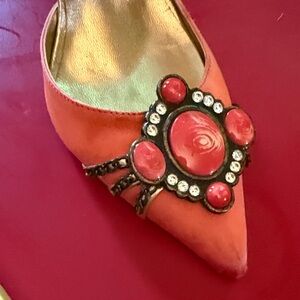 Chic Coral Embellished Women's Heels (37) Constança Basto (Brazil)